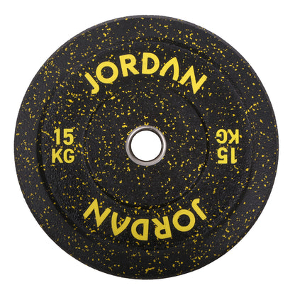 HG Black Rubber Bumper Plate - Coloured Fleck Jordan Fitness 25kg;HG Black Rubber Bumper Plate - Coloured Fleck Jordan Fitness 20kg;HG Black Rubber Bumper Plate - Coloured Fleck Jordan Fitness 15kg;HG Black Rubber Bumper Plate - Coloured Fleck Jordan Fitness 10kg;HG Black Rubber Bumper Plate - Coloured Fleck Jordan Fitness 5kg;JORDAN® HG Black Rubber Bumper Weight Plates - Coloured Fleck