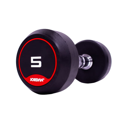 JORDAN Classic Rubber Dumbbells - Red - alternate angle