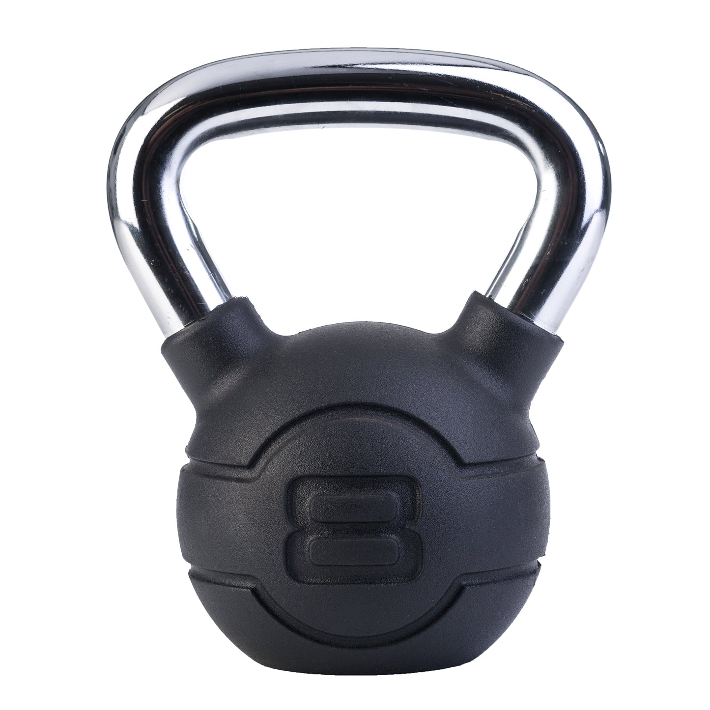 JORDAN 8kg Black rubber kettlebell with chrome handle (each) - main product view