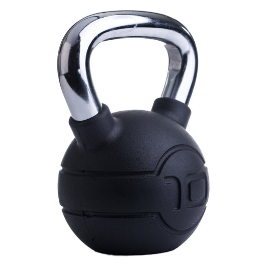JORDAN 10kg Black rubber kettlebell with chrome handle (each) - main product view