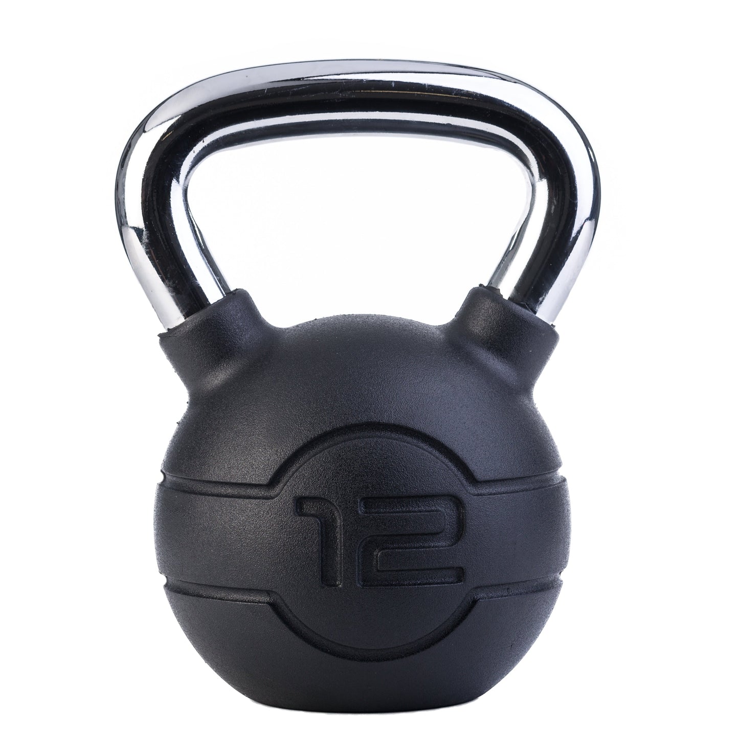 JORDAN 12kg Black rubber kettlebell with chrome handle (each) - main product view