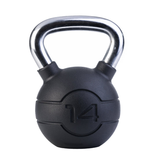 JORDAN 14kg Black rubber kettlebell with chrome handle (each) - main product view