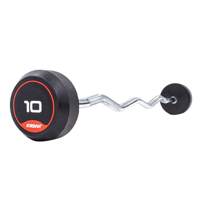 JORDAN 10 - 45kg Rubber Barbell (5kg increments / 10 Bars) - Curl Bar - Red - main product view