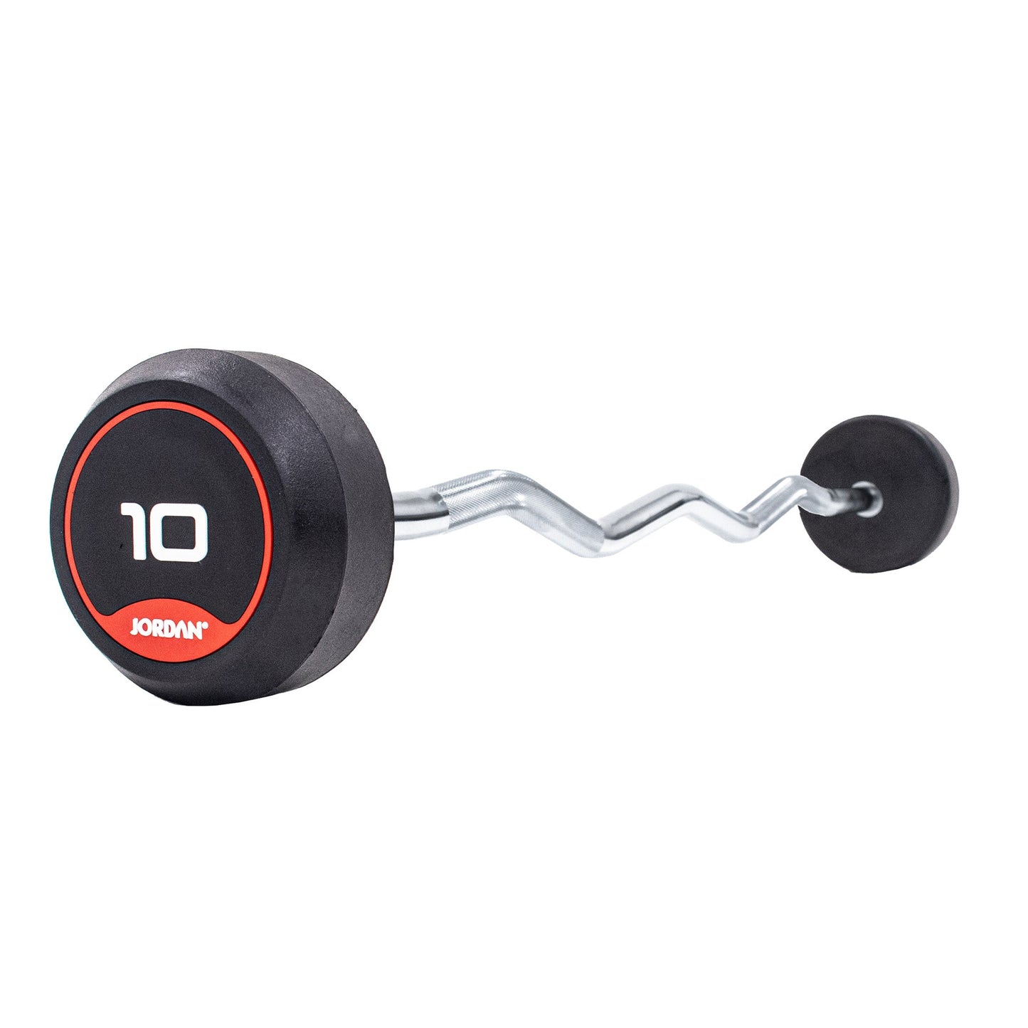 JORDAN 50kg  Rubber Barbell - Curl Bar - Red - main product view