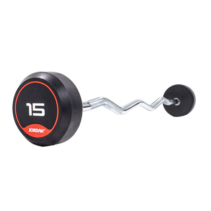 JORDAN 30kg  Rubber Barbell - Curl Bar - Red