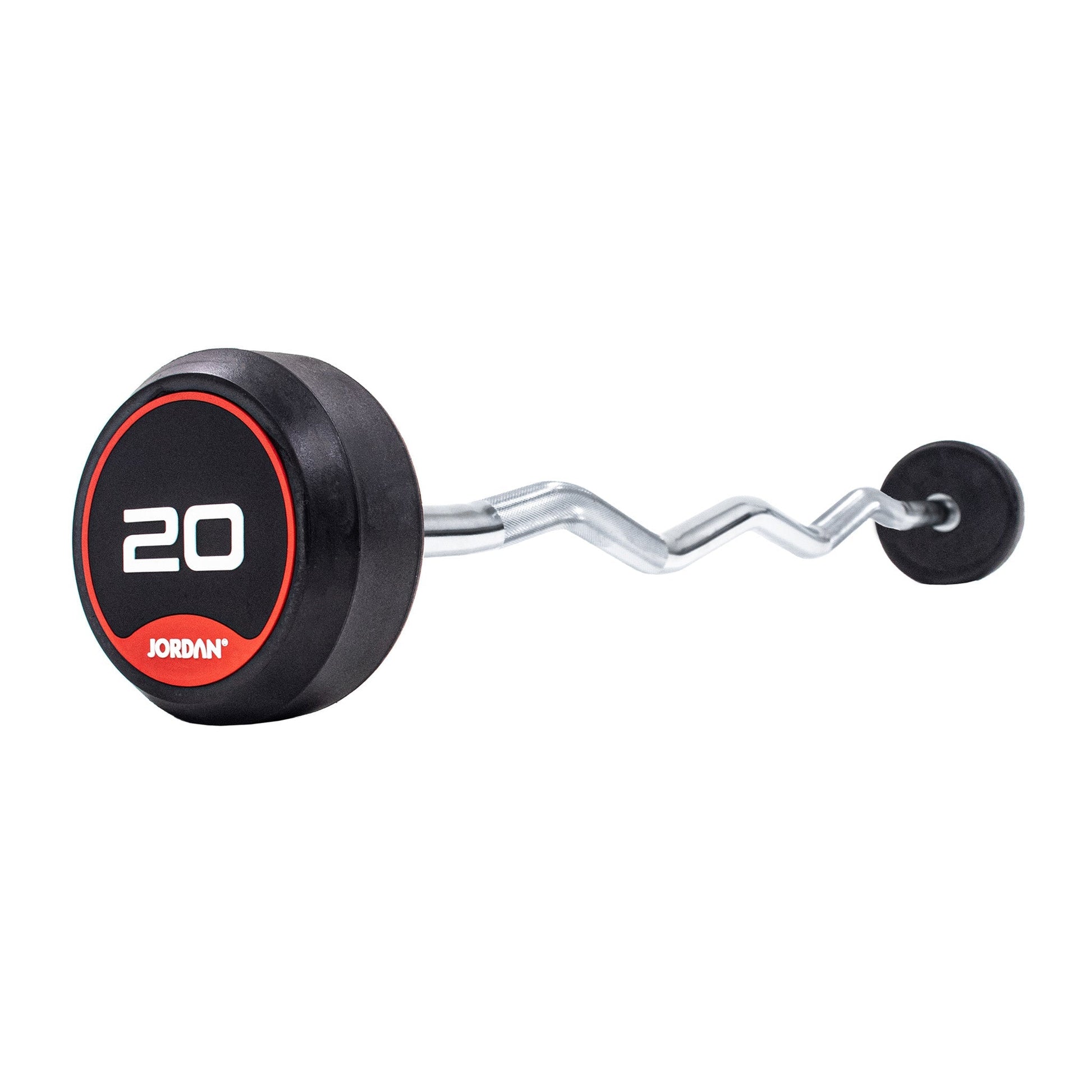 JORDAN 20kg  Rubber Barbell - Curl Bar - Red - main product view
