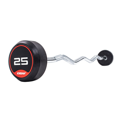 JORDAN 10kg Rubber Barbell - Curl Bar - Red