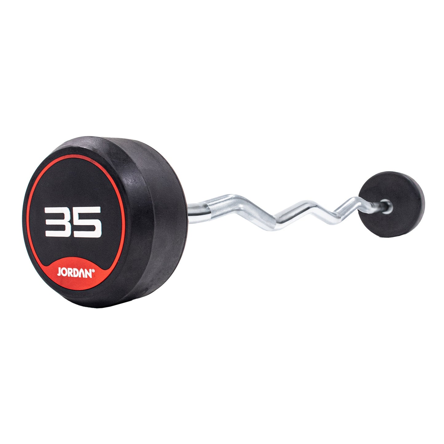 JORDAN 30kg  Rubber Barbell - Curl Bar - Red