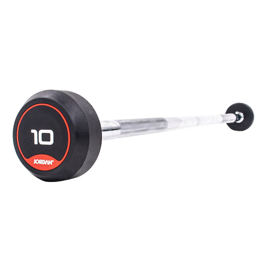 JORDAN 10kg  Rubber Barbell - Straight Bar - Red - main product view