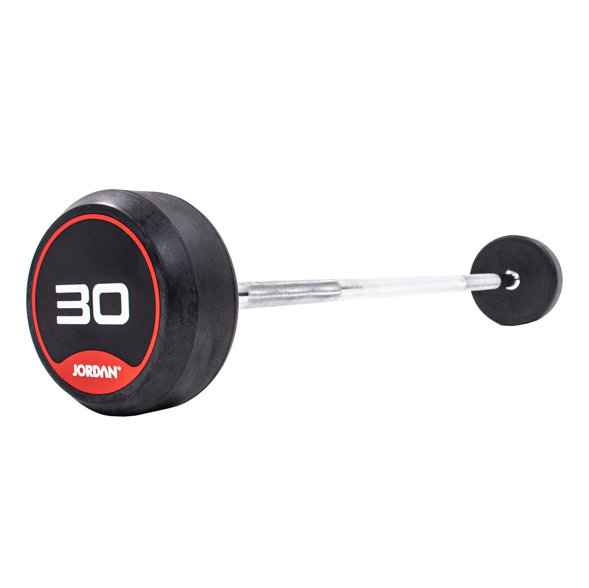 JORDAN 30kg  Rubber Barbell - Straight Bar - Red - main product view