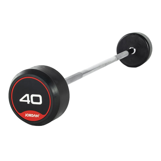JORDAN 40kg  Rubber Barbell - Straight Bar - Red - main product view