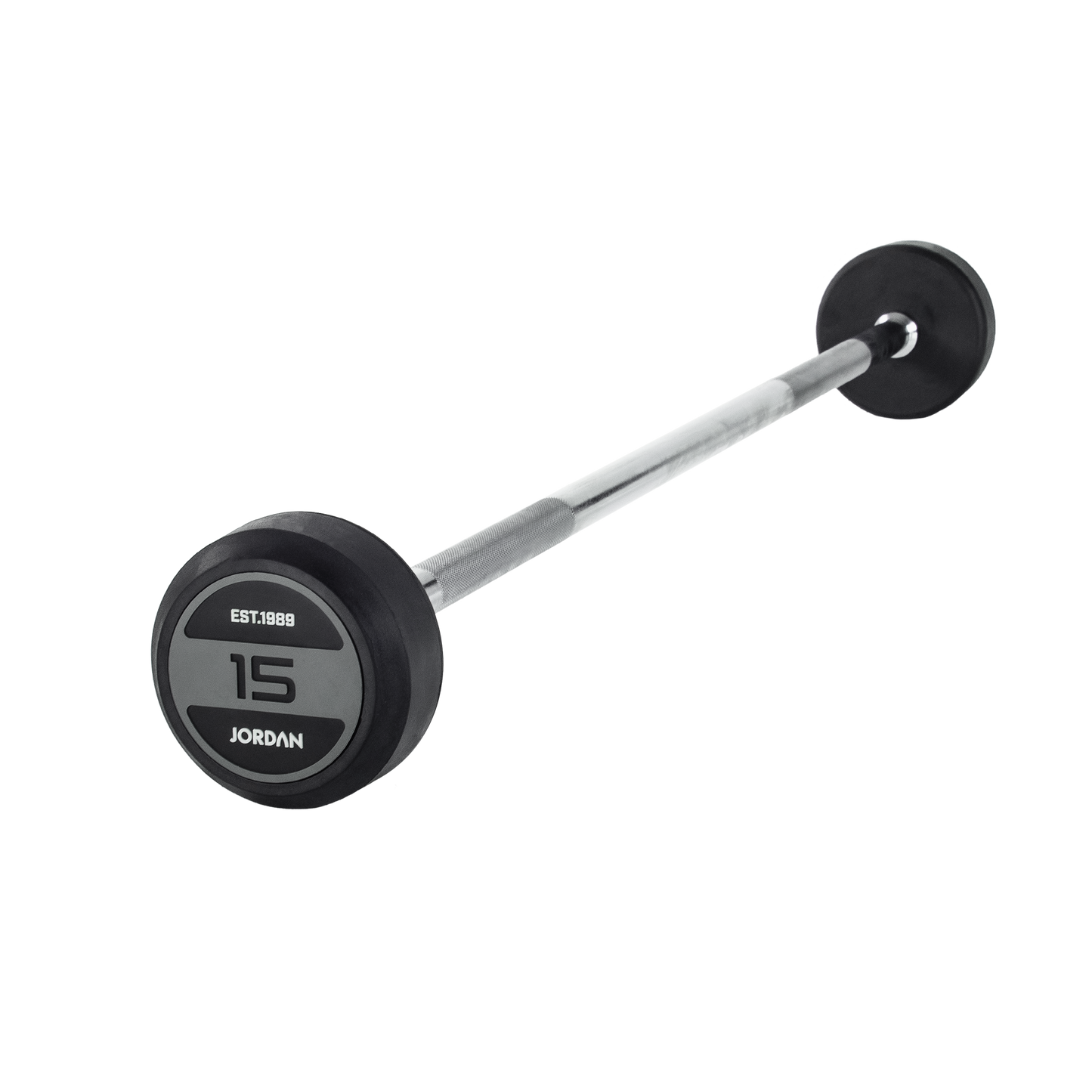 JORDAN 15kg Rubber Barbell - Straight Bar - Grey - main product view