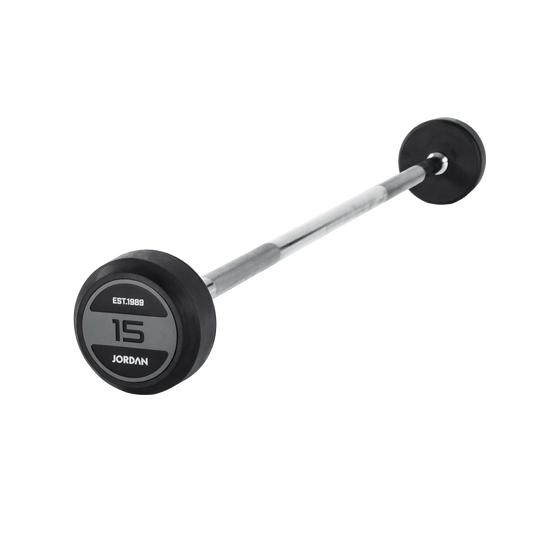 JORDAN 15kg Rubber Barbell - Straight Bar - Grey - main product view