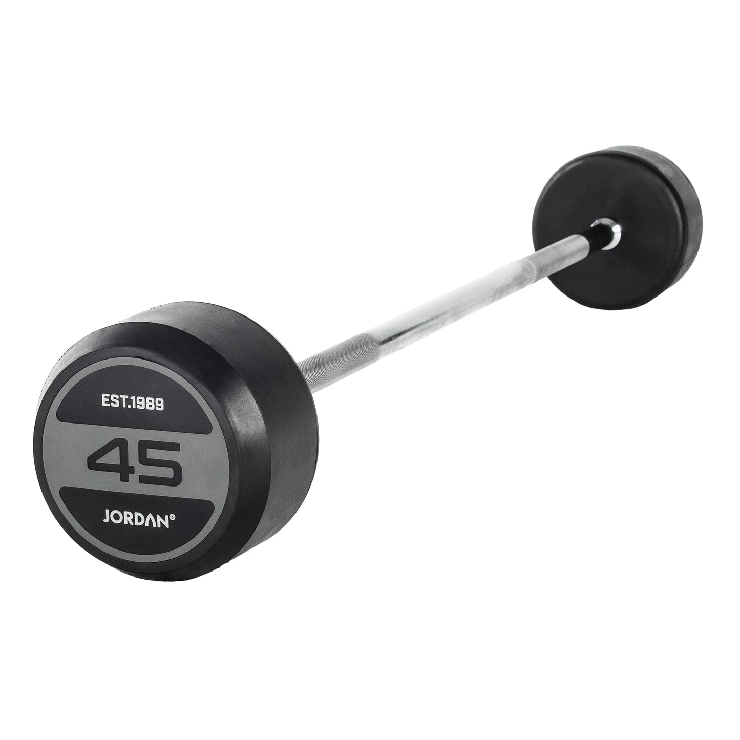 JORDAN 45kg Rubber Barbell - Straight Bar - Grey - main product view