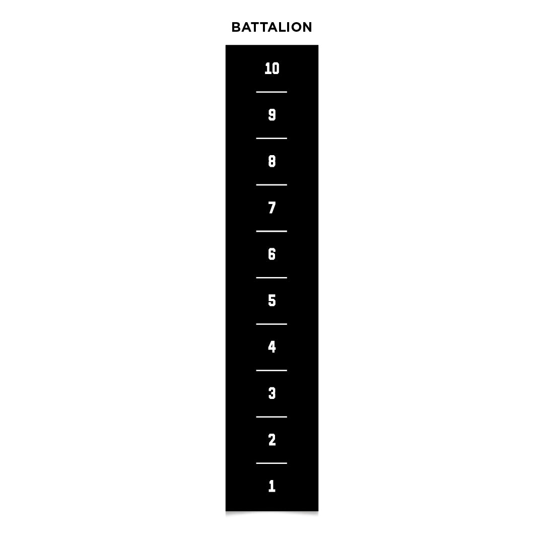 Battalion turf layout diagram, black and white illustration.