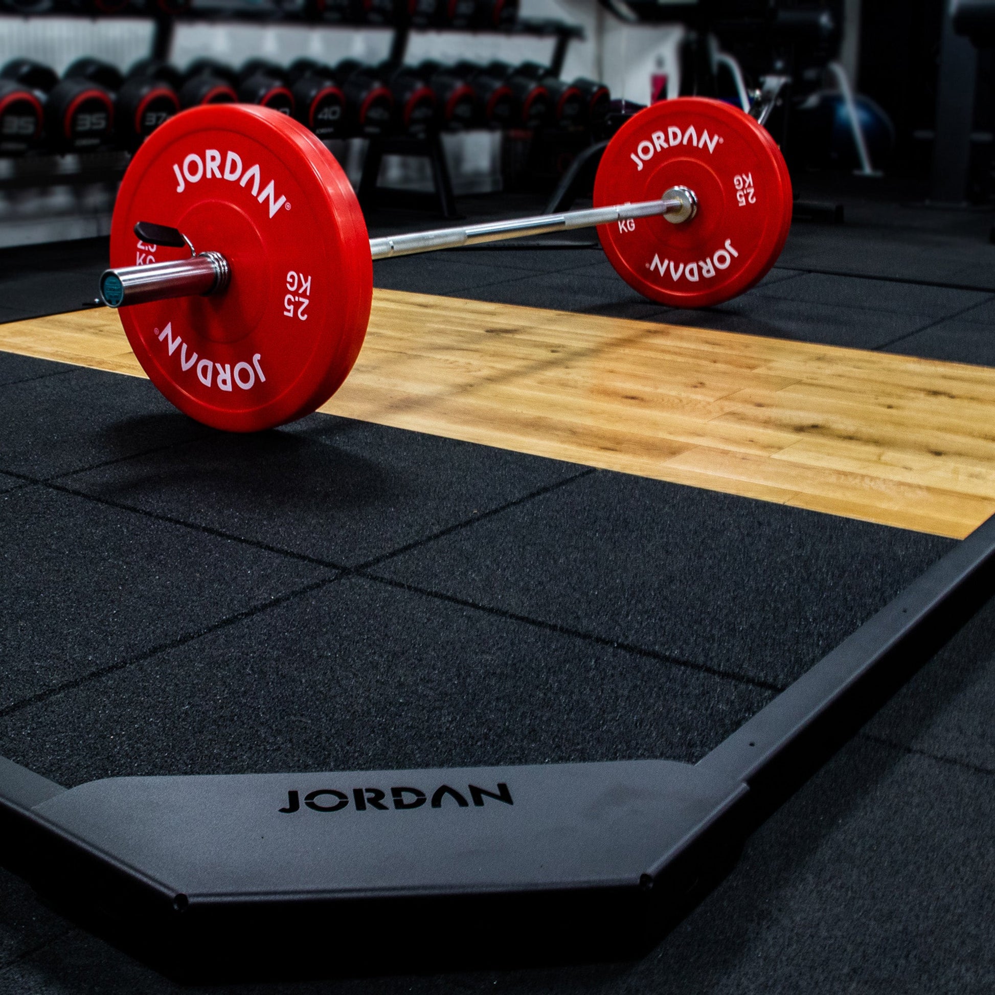 JORDAN Integrated Olympic Weight Lifting Platform Centre 1.5 x 1 m - (30mm Thick) - alternate angle