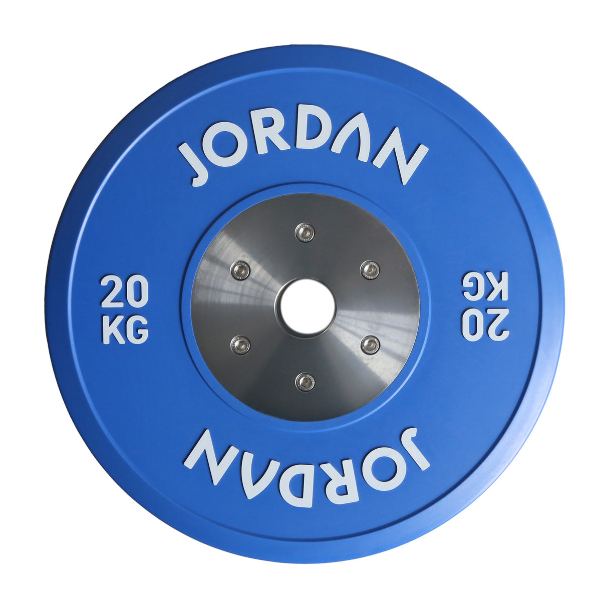 JORDAN calibrated competition plate set: blue 20 kg calibrated competition plate, individual component view.