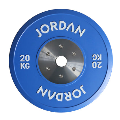 JORDAN calibrated competition plate set: blue 20 kg calibrated competition plate, individual component view.