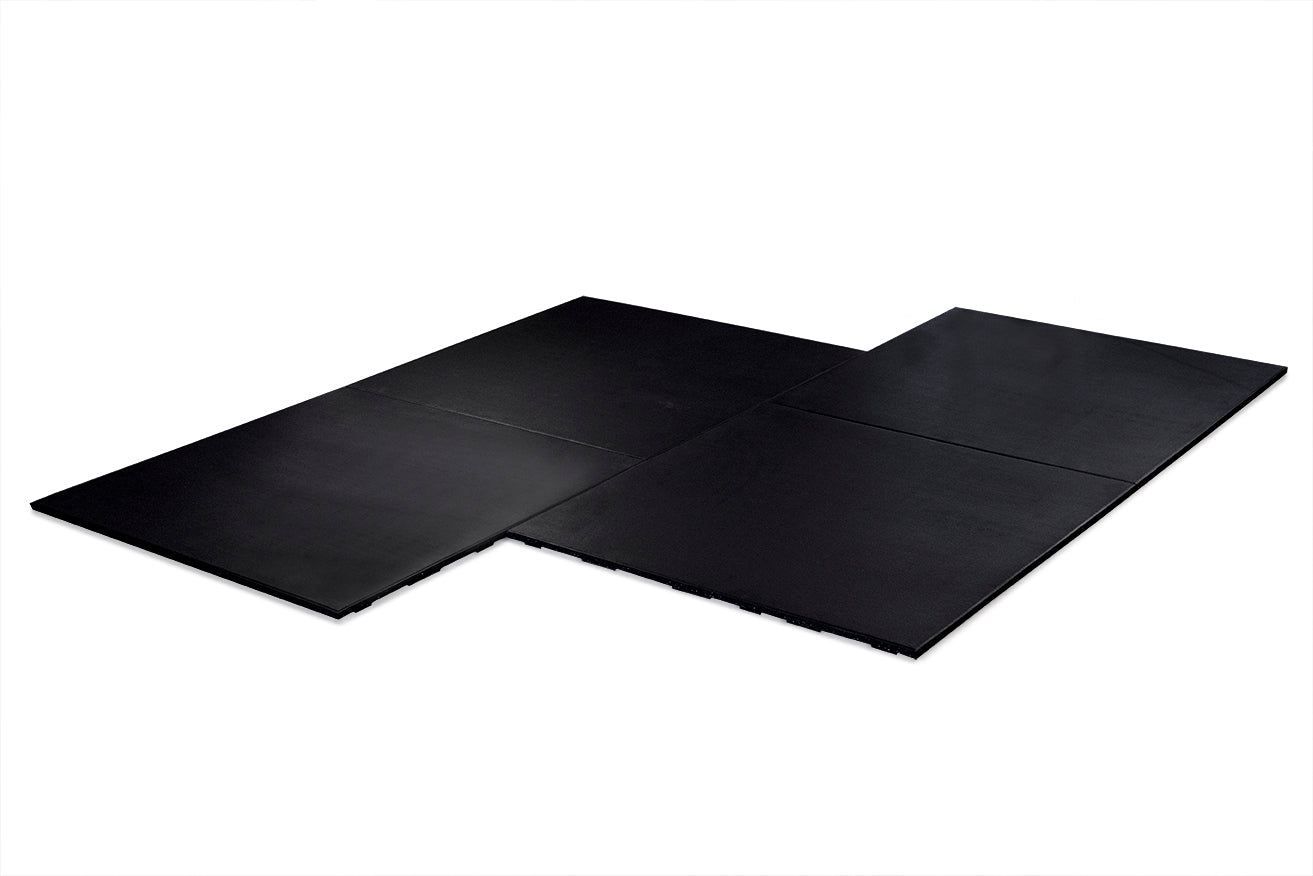 Four STOCKZ Pure Black Connect 20mm rubber gym flooring tiles