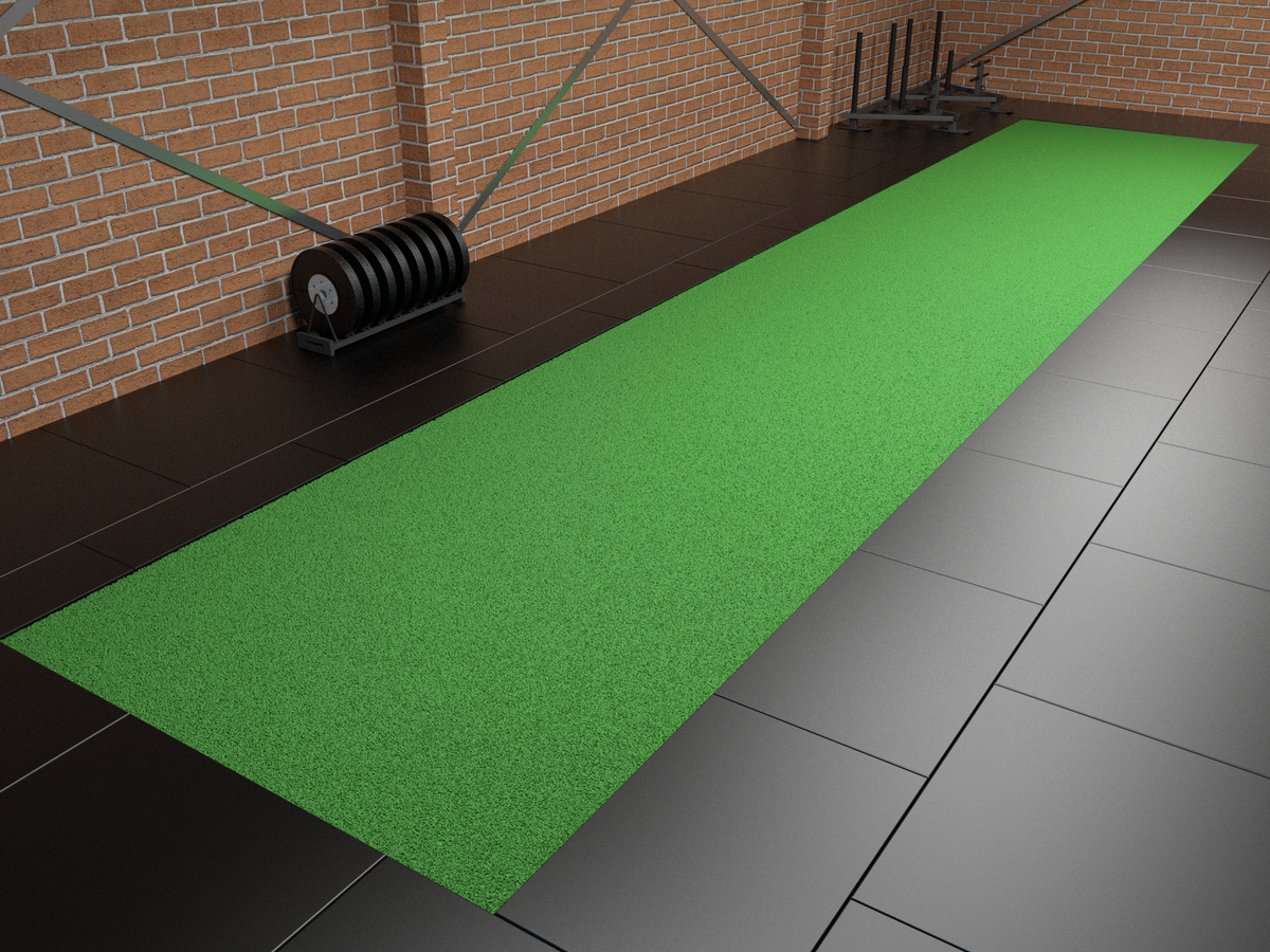 Trackz Uni Indoor green training turf installed in a gym